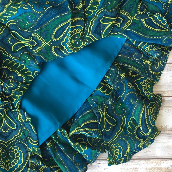 Paisley Print A Line Silhouette Asymmetrical Skirt - Picture 3 of 3